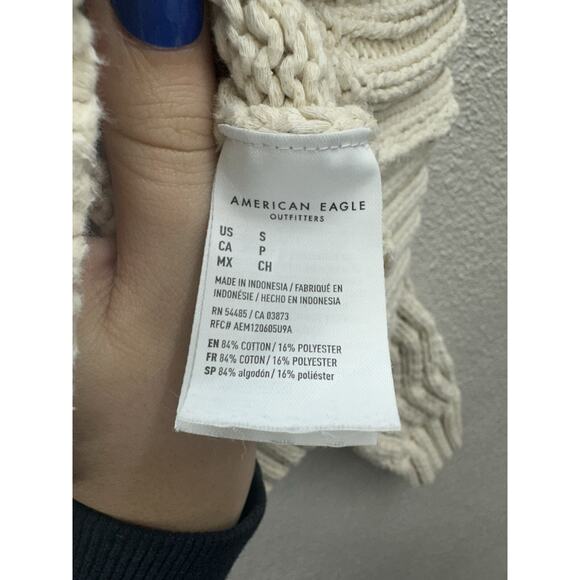 American Eagle Womens Sweater Size Small Brown Open Knit Pullover - Picture 5 of 11